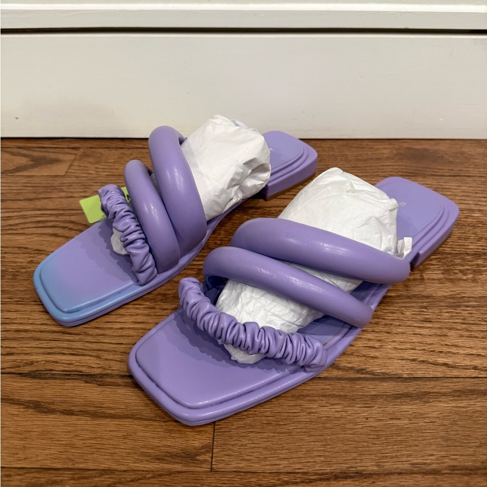 JW PEI Jada Flat Mule - Lavender Purple Strappy Slides